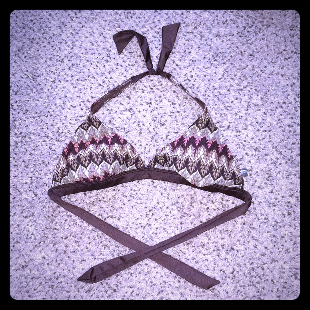 Brown triangle bikini top by Kenneth Cole Sz D Cup